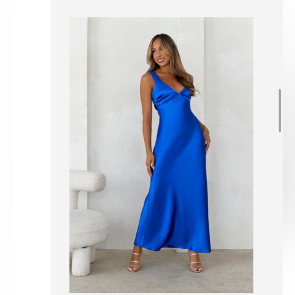 Hello Molly Blue Ruched Maxi Sundress